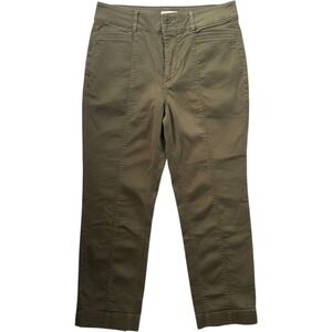Loft Womens High Rise Straight Chino Pants 6‎ Olive Green Utility Stretch Seam